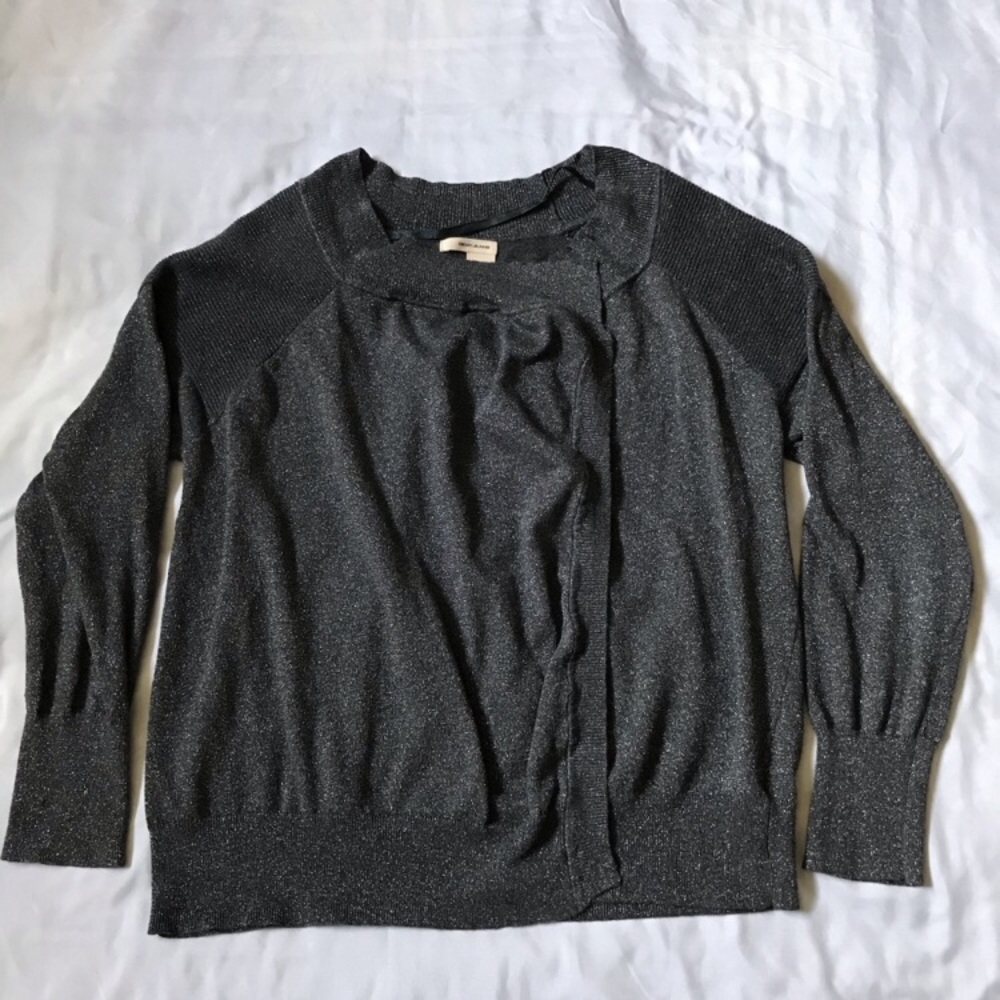 DKNY Jeans Sparkly Grey Open Front Shrug Cardigan